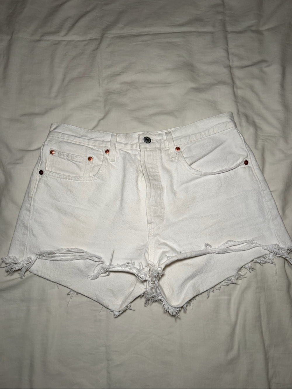 Levi’s 501 White Denim Shorts